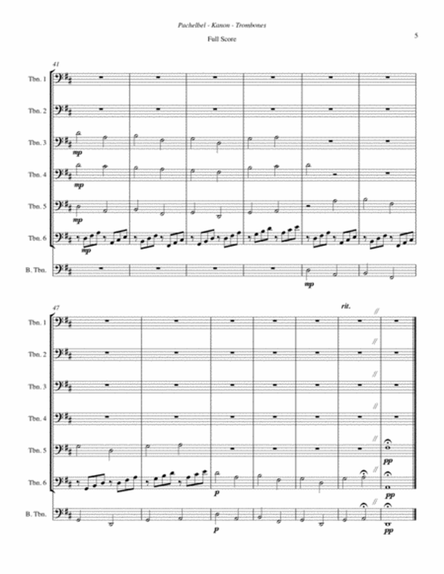 Kanon (Canon) in D for Trombone Septet