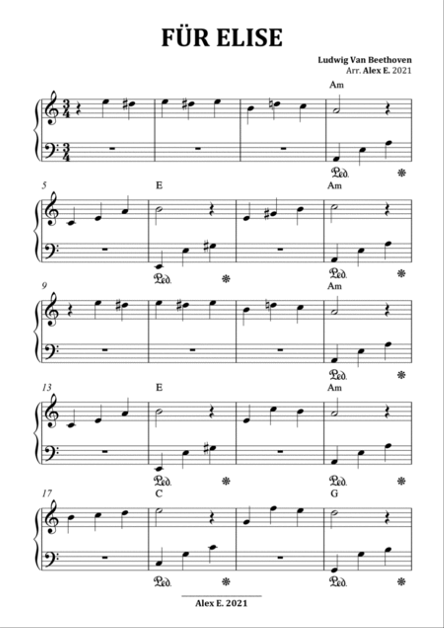 Für Elise - Easy Intermediate Piano With Chords Piano Method scores gallery preview page 2
