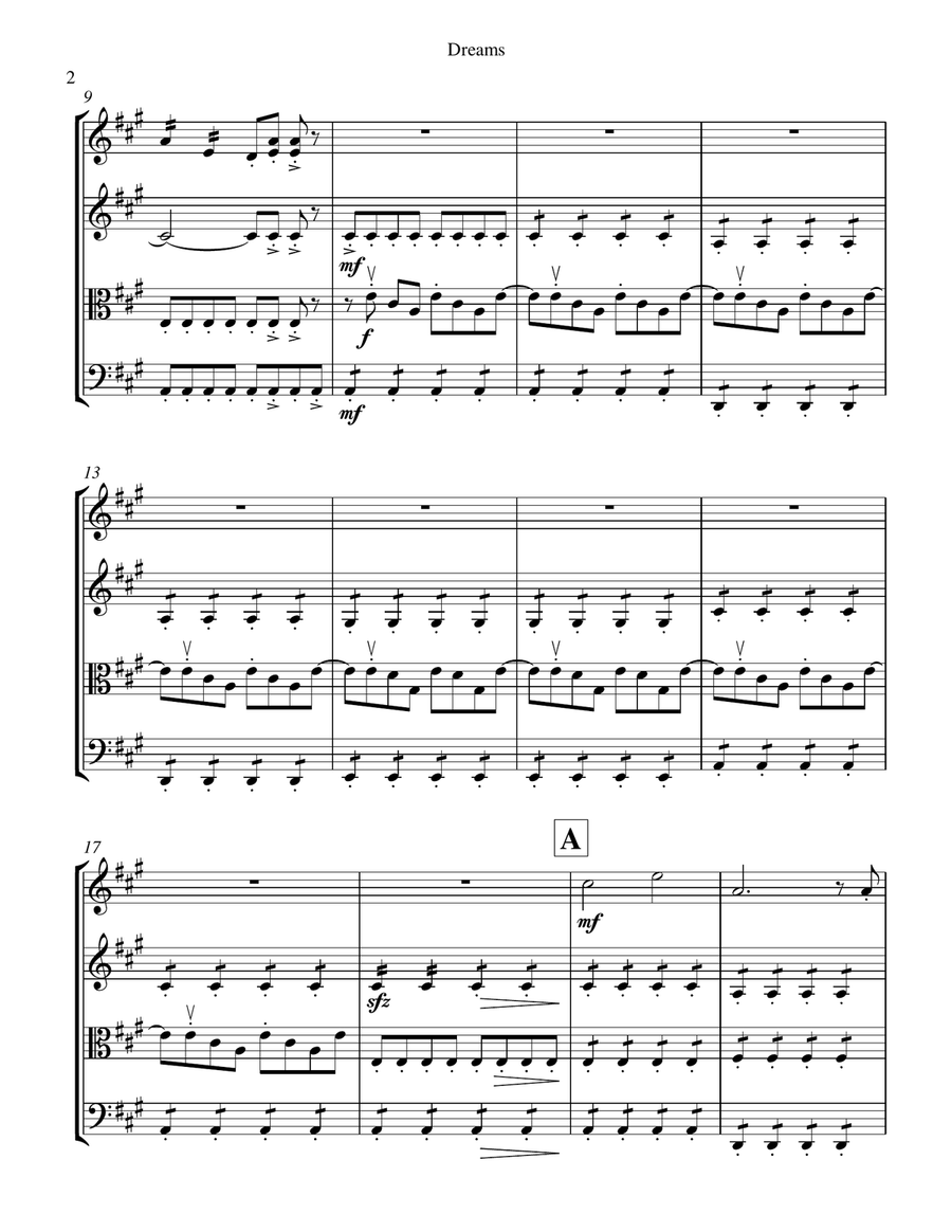 Dreams String Quartet scores gallery preview page 3