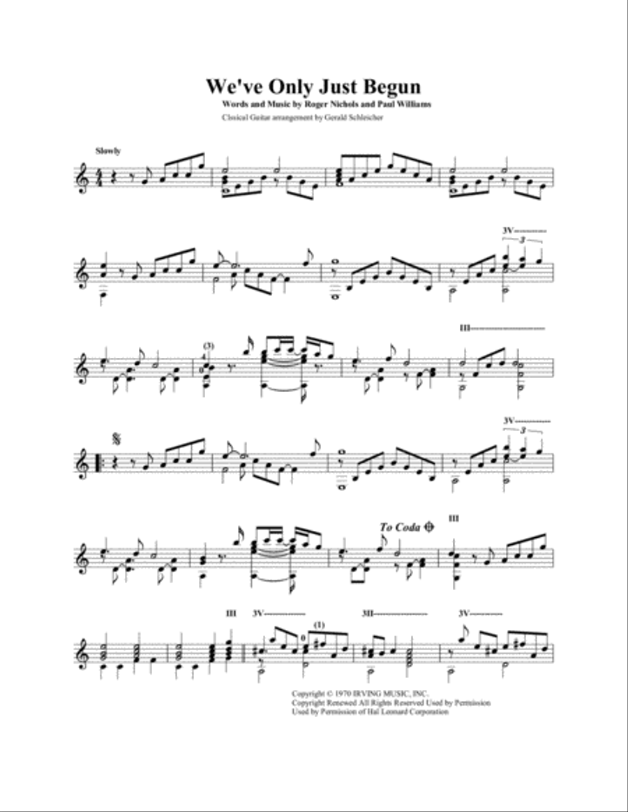 We've Only Just Begun Electric Guitar scores gallery preview page 1