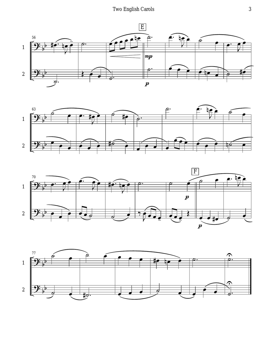 Two English Carols (Coventry Carol; What Child Is This?) - Tuba Duet Euphonium scores gallery preview page 3