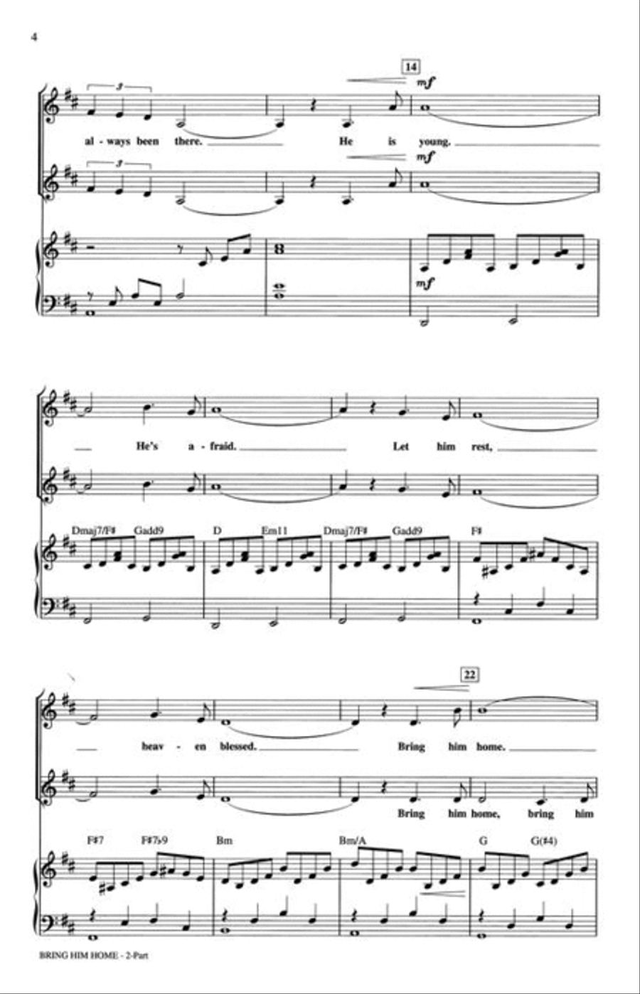 Bring Him Home 2-Part scores gallery preview page 4