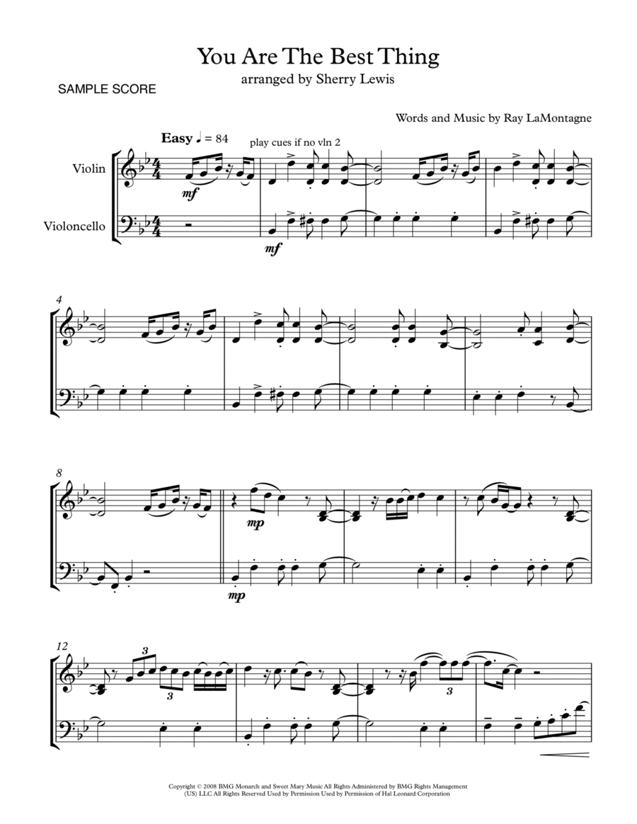 You Are The Best Thing String Duet scores gallery preview page 1