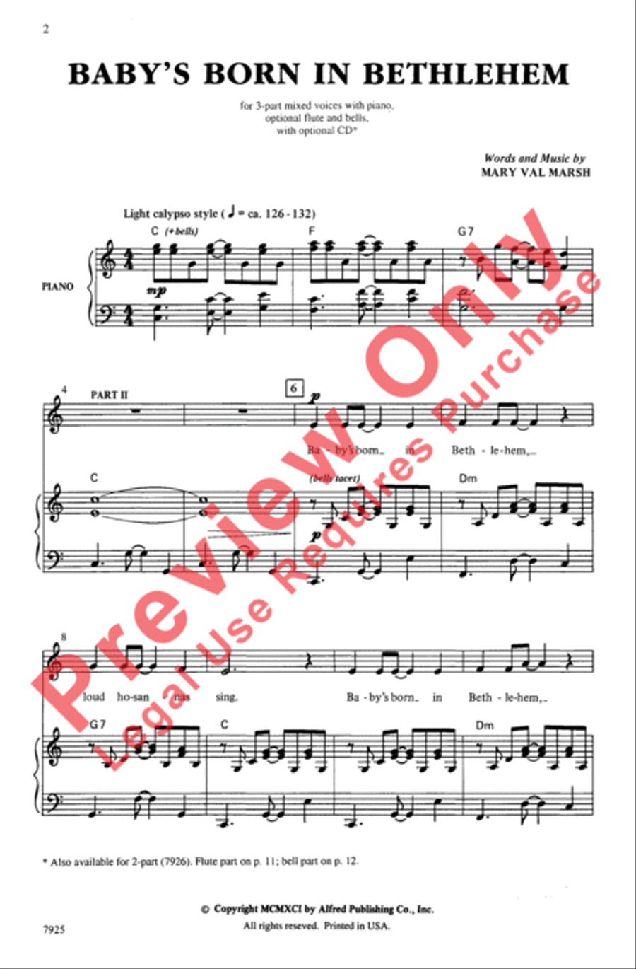 Baby's Born in Bethlehem 3-Part scores gallery preview page 2