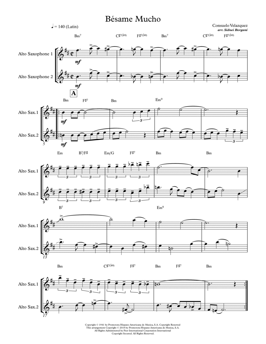 Bésame Mucho Woodwind Duet scores gallery preview page 1