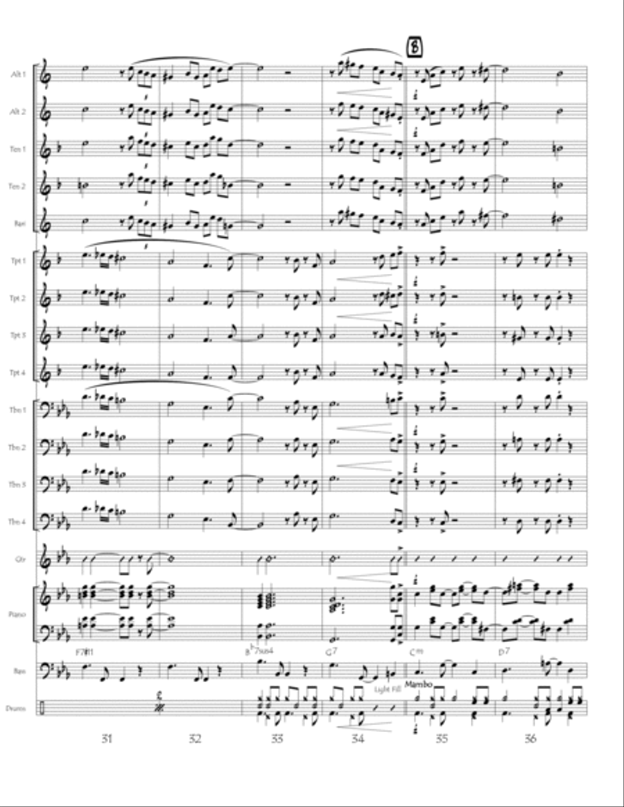 Cancion del Diablo Azul (digital print) Jazz Ensemble scores gallery preview page 6