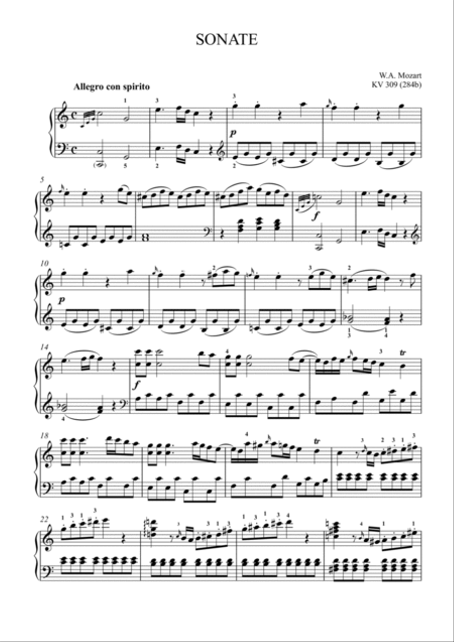 Mozart-Piano Sonata No.7 in C major, K.309 Piano Solo scores gallery preview page 2