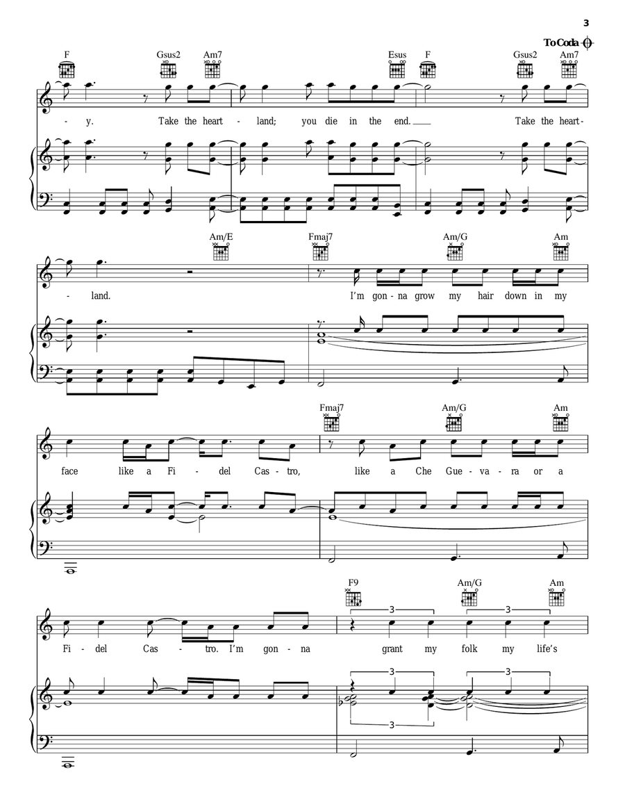 Take The Heartland Piano, Vocal, Guitar scores gallery preview page 3