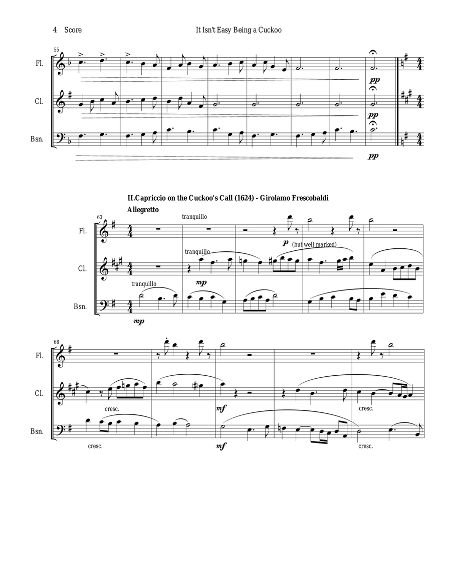 It Isn't Easy Being a Cuckoo for flute, clarinet, and bassoon trio Woodwind Trio scores gallery preview page 4
