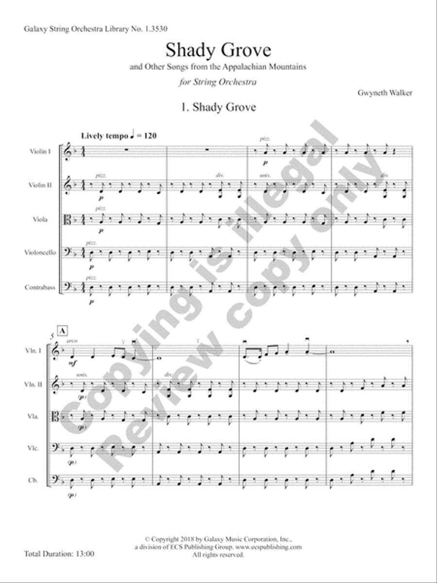Shady Grove: and Other Songs from the Appalachian Mountains String Orchestra scores gallery preview page 4