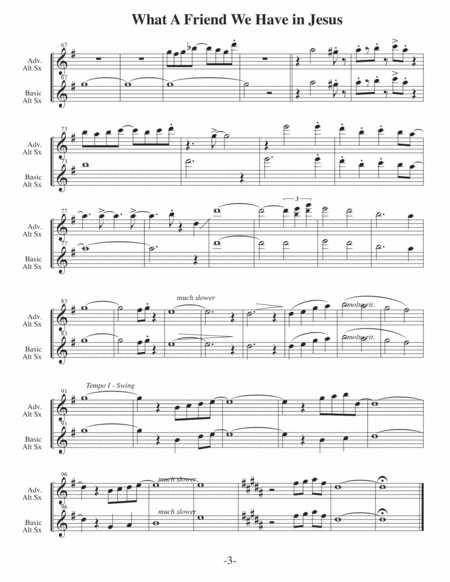 What a Friend We Have in Jesus-v2 (Arrangements Level 3-5 for ALTO SAX + Written Acc) Hymn image number null
