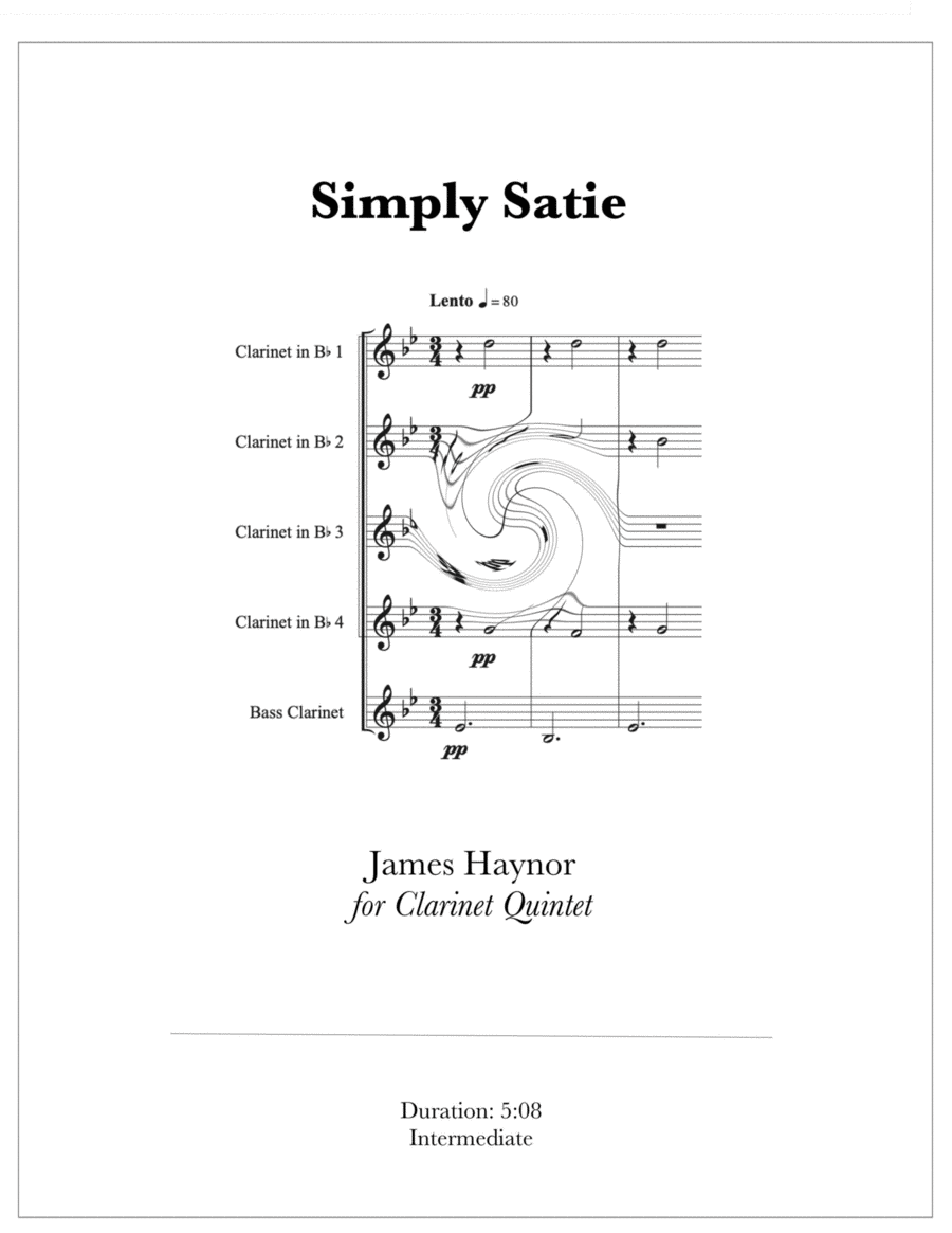 Simply Satie for Clarinet Quintet Woodwind Ensemble scores gallery preview page 1