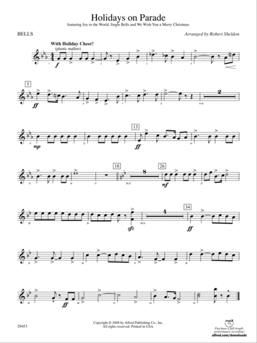 Holidays on Parade: Bells Concert Band scores gallery preview page 1
