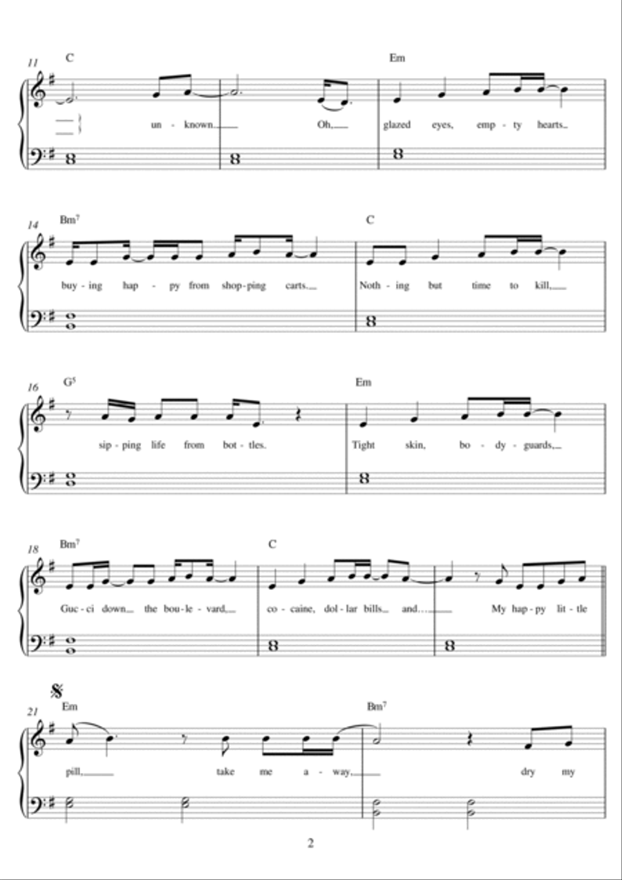 Happy Little Pill Easy Piano scores gallery preview page 2
