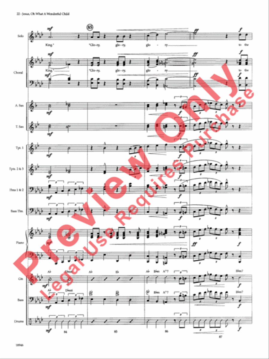 Jesus, Oh What a Wonderful Child Choir scores gallery preview page 23