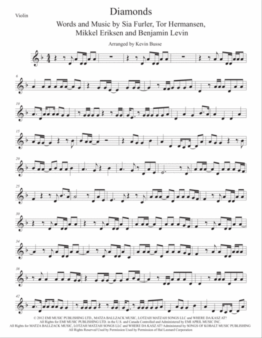 Diamonds Violin Solo scores gallery preview page 1