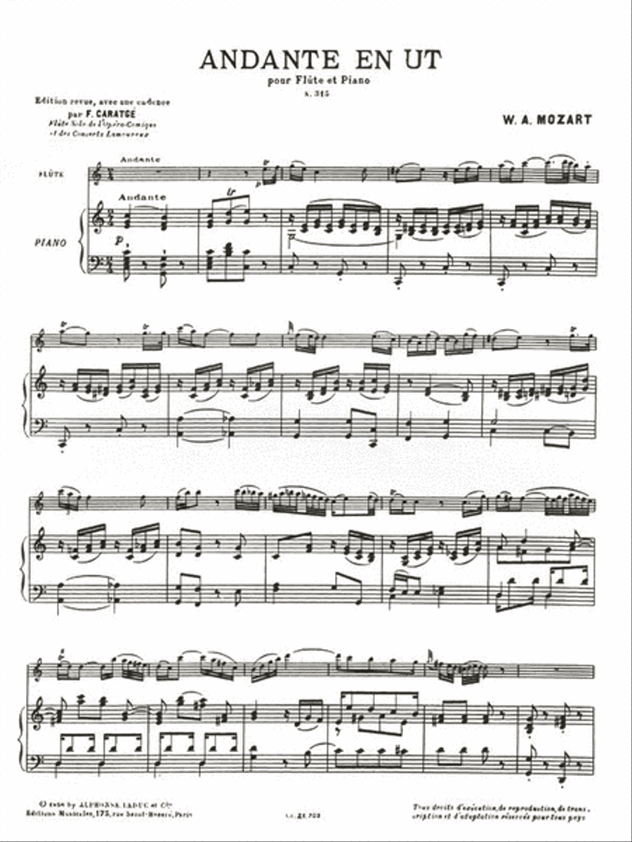 Andante Kv315 In C Major (flute & Piano) Flute Solo scores gallery preview page 2