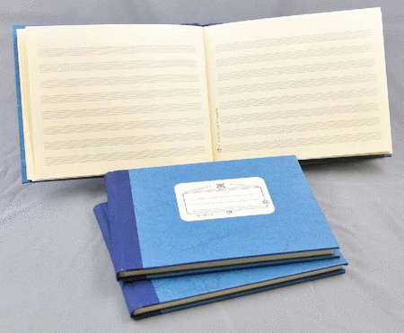 Music manuscript book blue 8 staves