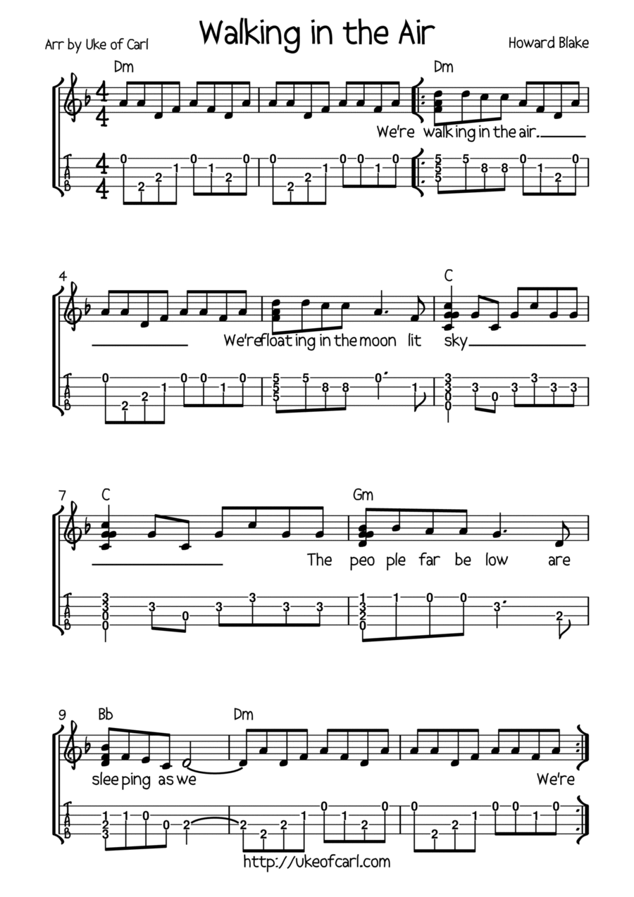 Walking In The Air Walking In The Air Ukulele scores gallery preview page 1