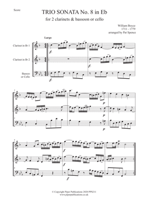 Book cover for BOYCE TRIO SONATA IN Eb for 2 clarinets & bassoon or cello