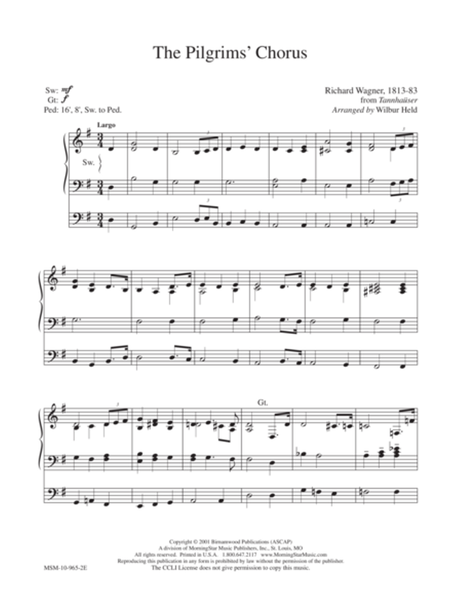 The Pilgrim's Chorus (from Tannhaser - R. Wagner) Choir scores gallery preview page 1