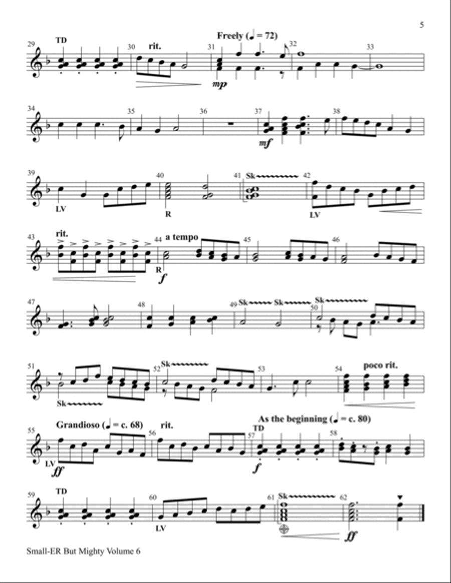 Small-ER But Mighty, Vol. 6, Settings for 8 Bells with Piano for-Digital Version Handbell Choir scores gallery preview page 5