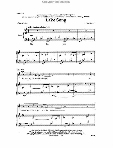 The Lake Song - SSA Octavo image number null