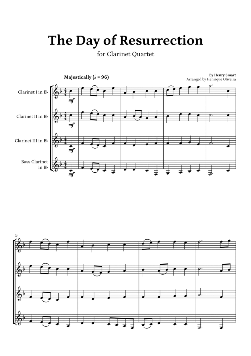 The Day of Resurrection (Clarinet Quartet) - Easter Hymn image number null