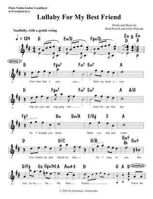 Lullaby for My Best Friend (flute-violin-guitar leadsheet in D)