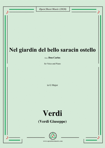 Verdi-Nel giardin del bello saracin ostello,in G Major,for Voice and Piano