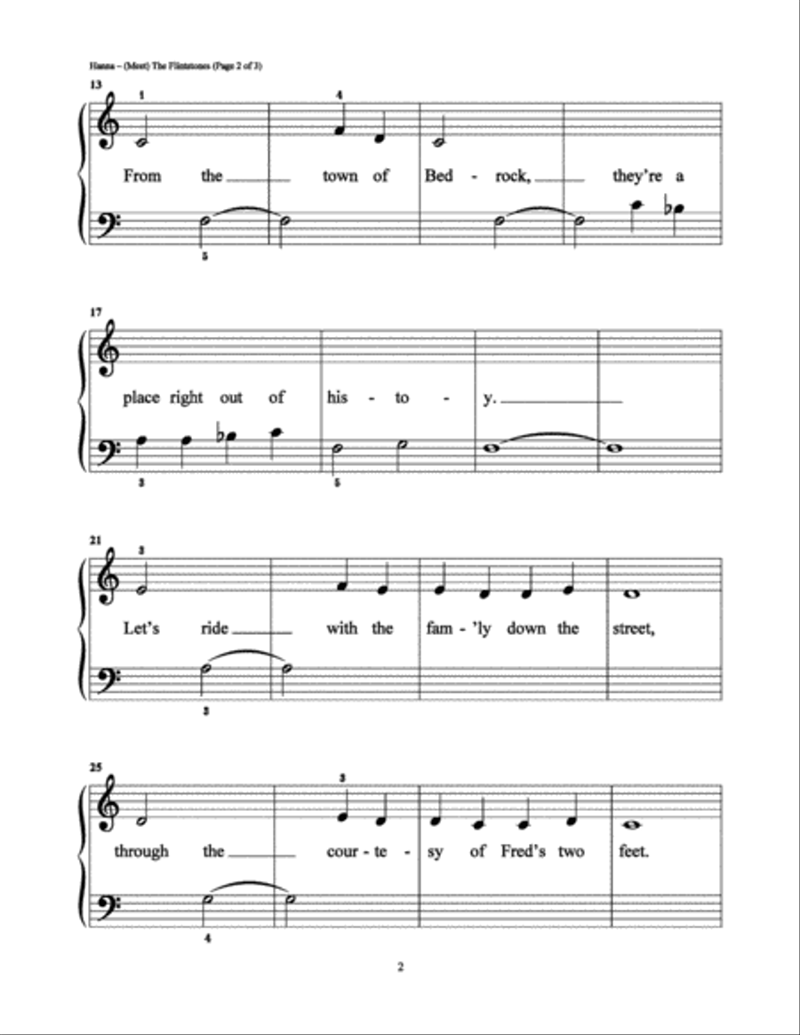 (Meet) The Flintstones (Meet) The Flintstones Easy Piano scores gallery preview page 2