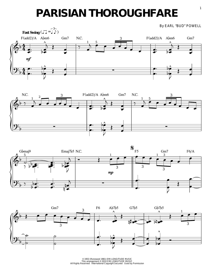 Parisian Thoroughfare Piano Solo scores gallery preview page 1