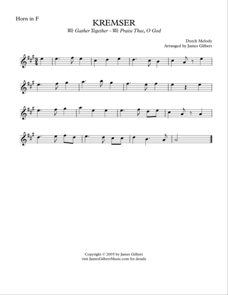 KREMSER (We Gather Together) Small Ensemble scores gallery preview page 6