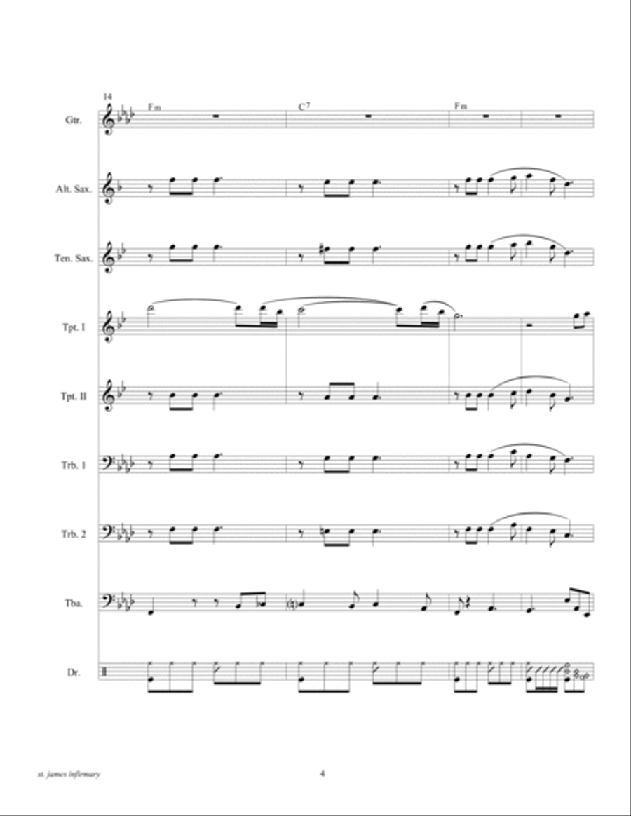 St. James Infirmary Large Ensemble scores gallery preview page 6