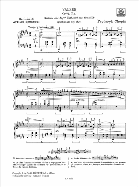19 Valzer: N. 7 In Do Diesis Min. Op. 64 N. 2