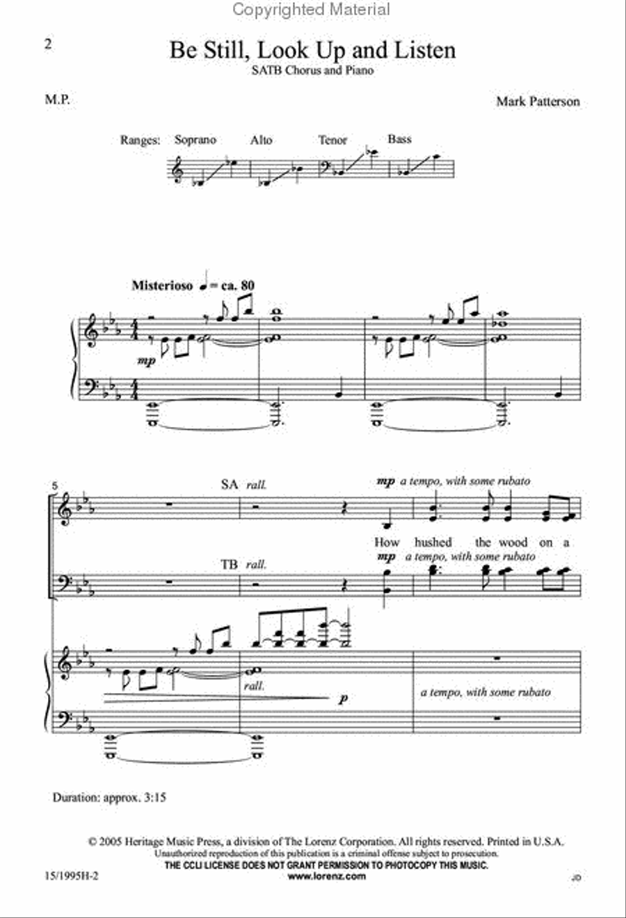 Be Still, Look Up and Listen 4-Part scores gallery preview page 2