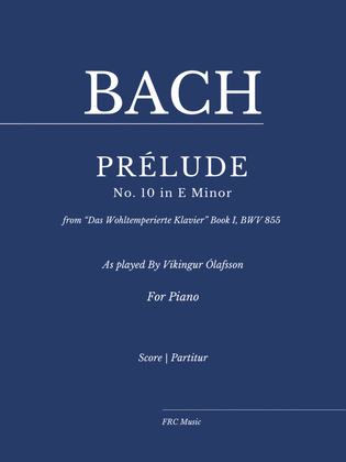 Book cover for Prelude BWV 855: 1. Prelude No. 10 in E minor - As played By Víkingur Ólafsson