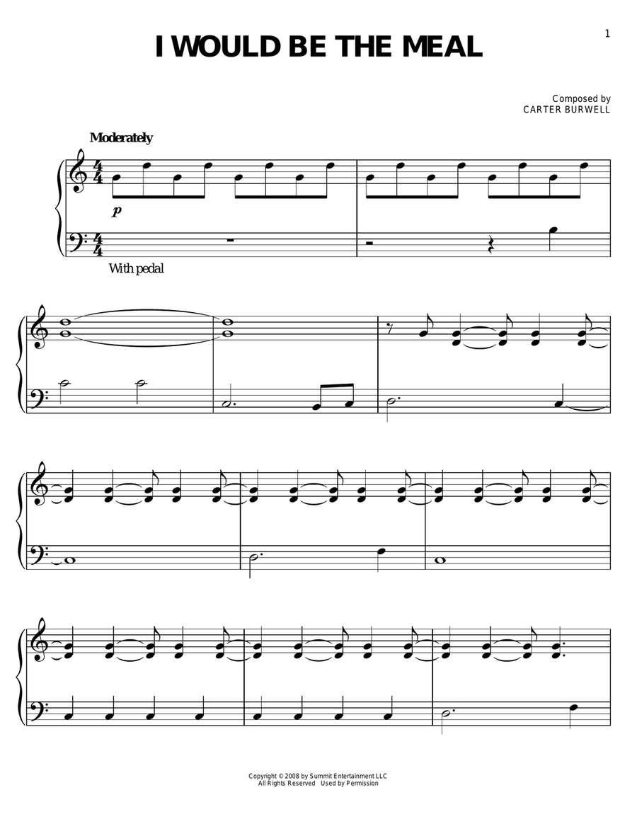 I Would Be The Meal I Would Be The Meal Easy Piano scores gallery preview page 1