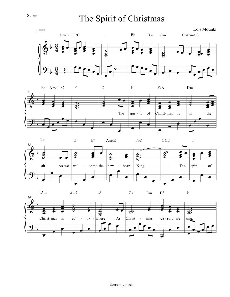 The Spirit of Christmas The Spirit of Christmas Piano, Vocal scores gallery preview page 1