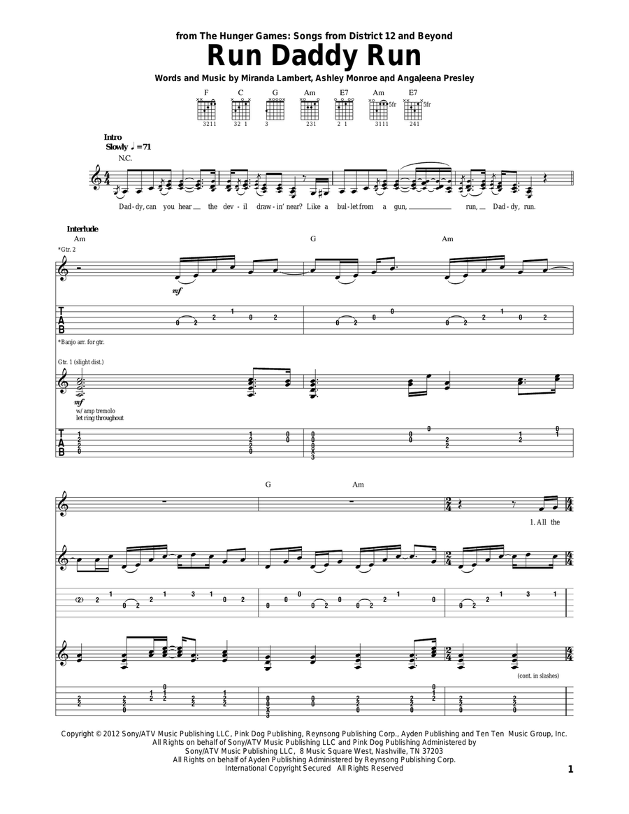 Run Daddy Run Acoustic Guitar scores gallery preview page 1