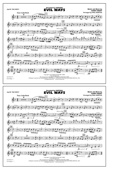 Evil Ways (arr. Paul Murtha) - 2nd Bb Trumpet