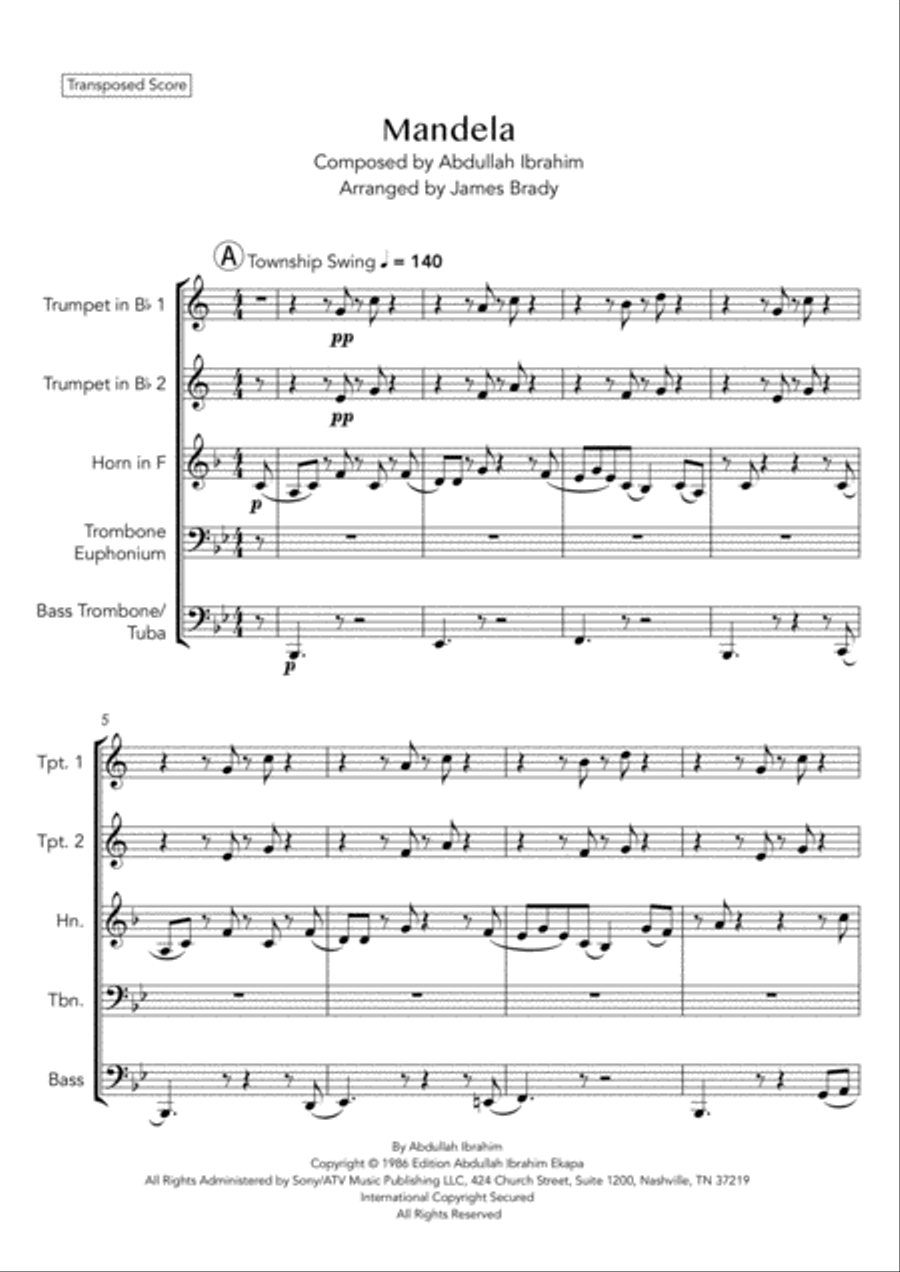 Mandela Brass Ensemble scores gallery preview page 2