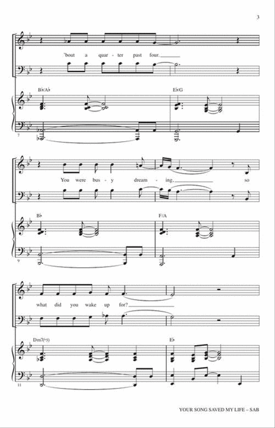 Your Song Saved My Life 3-Part scores gallery preview page 4