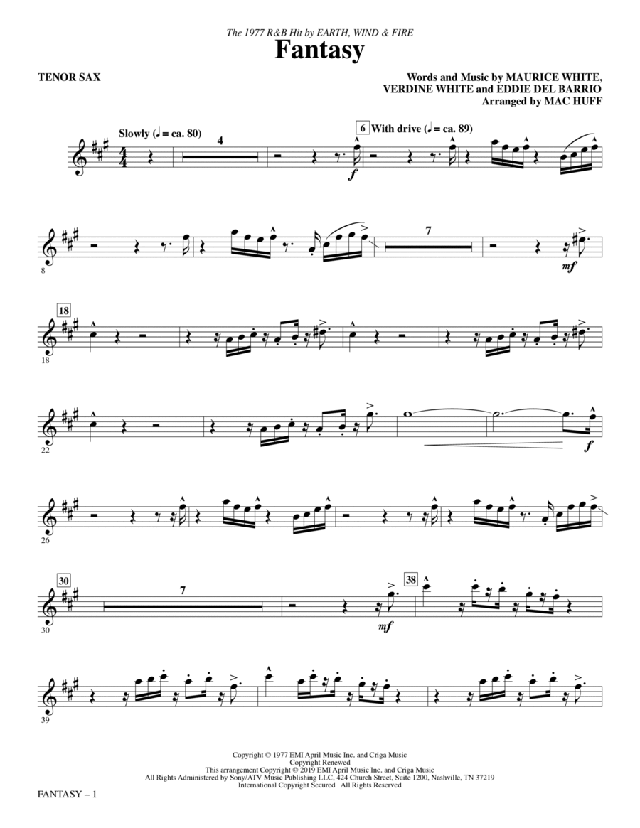 Fantasy (arr. Mac Huff) - Tenor Saxophone