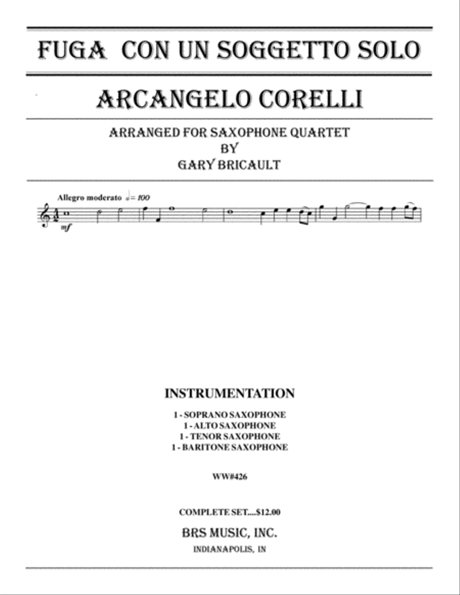 Fuga Con Un Soggetto Solo Saxophone scores gallery preview page 1