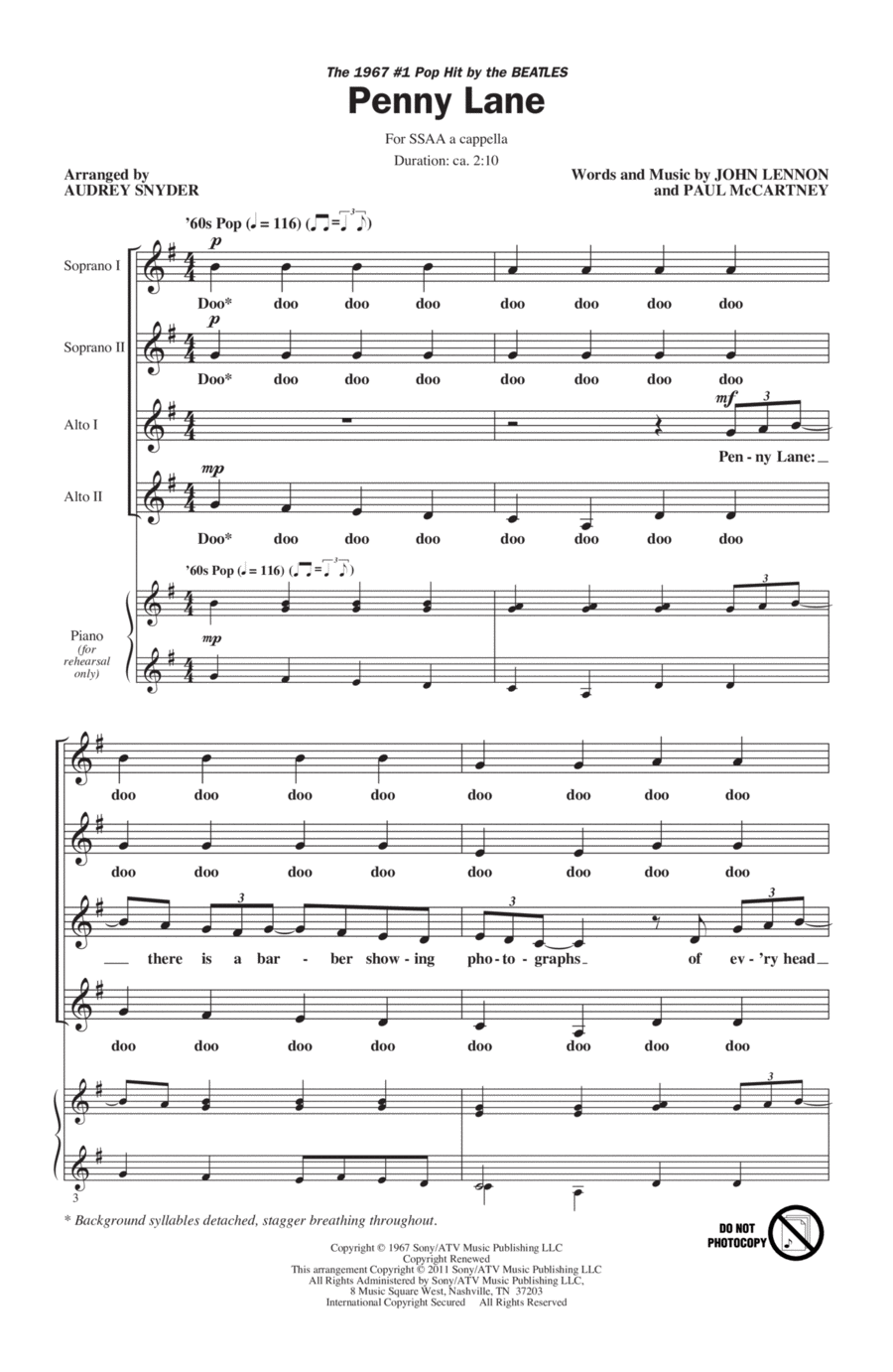 Penny Lane SSA scores gallery preview page 1
