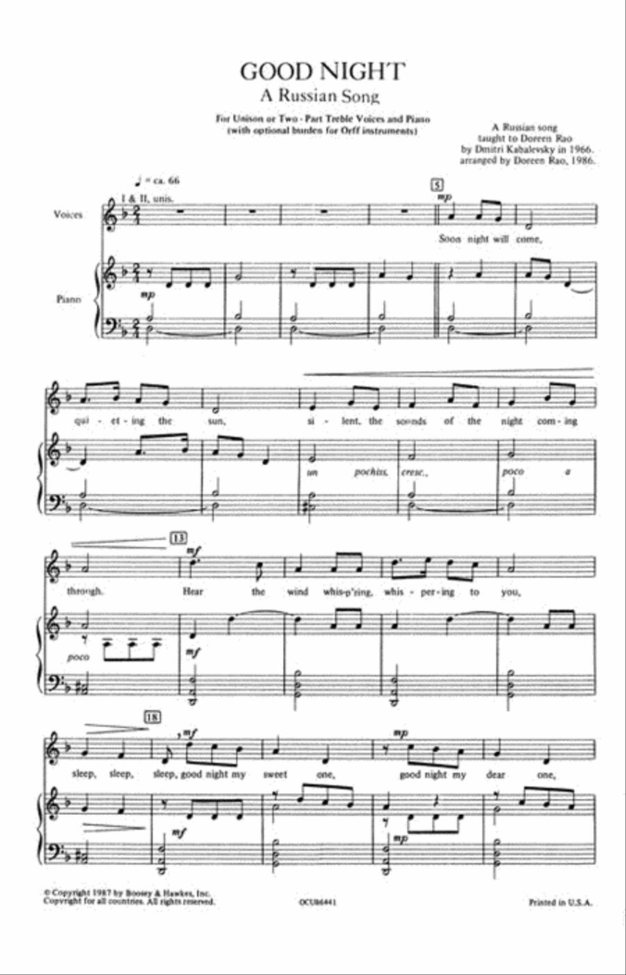 Good Night (A Russian Song) 2-Part scores gallery preview page 2