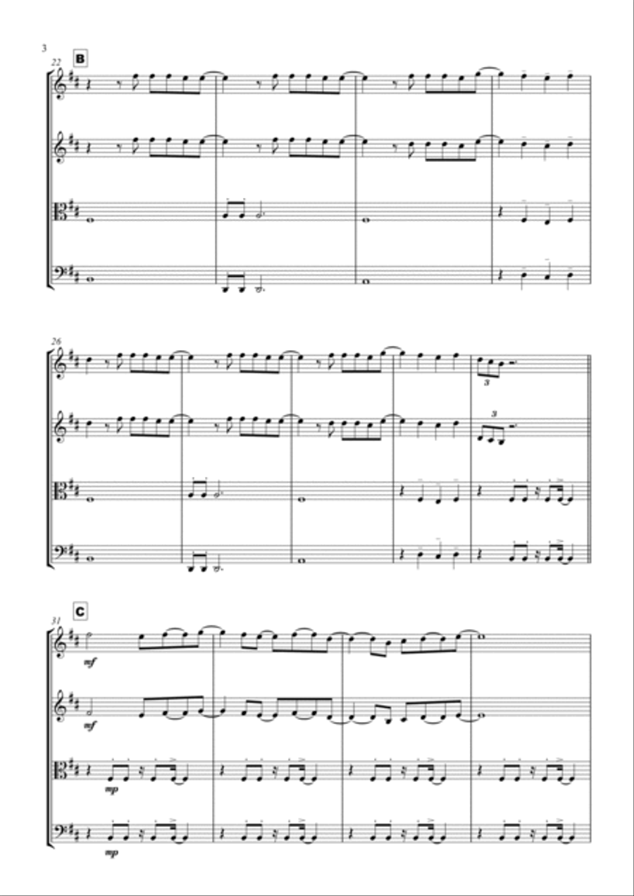 Bring Me To Life String Quartet scores gallery preview page 3