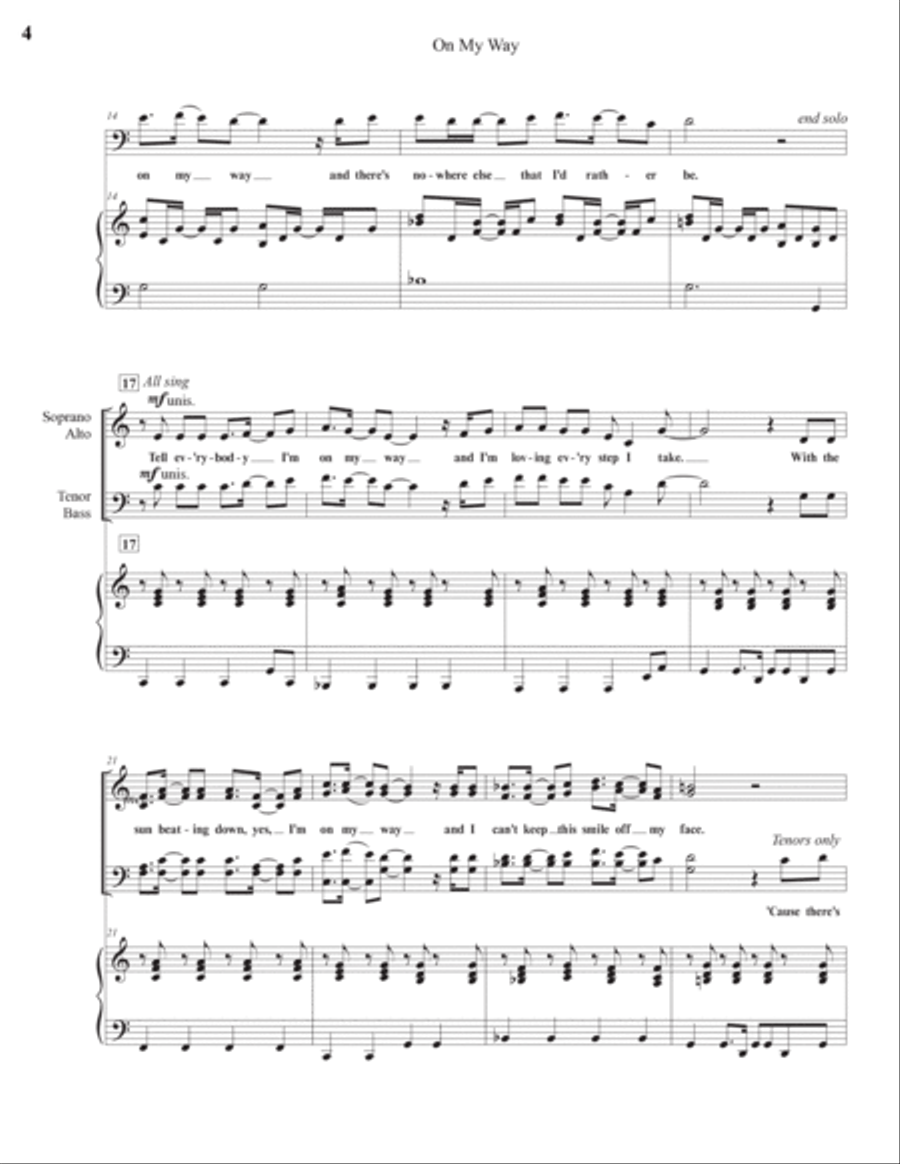 On My Way 4-Part scores gallery preview page 4