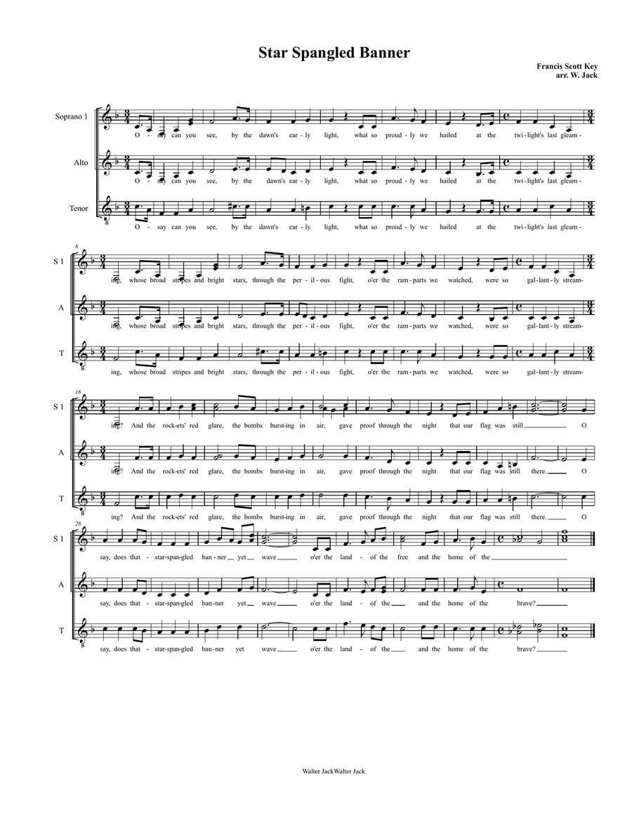 The National Anthem (SAT) 4-Part scores gallery preview page 1